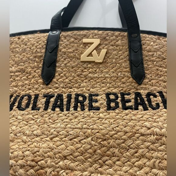 Zadig & Voltaire Initiale Woven Jute Tote FLAWED - Picture 10 of 14
